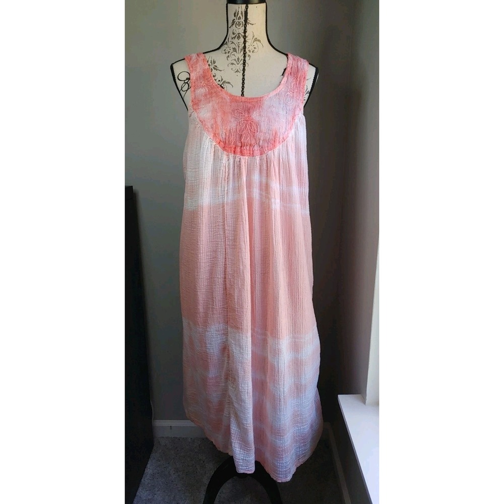 Splash Small Boho Sleeveless Maxi Sundress Gauze Tie Dye Resortwear Oversized